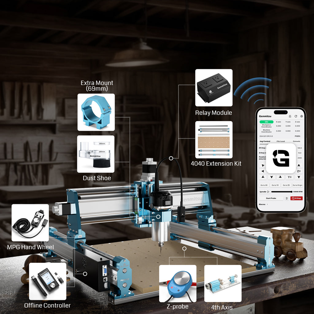 4040-PRO MAX CNC Router, 26.98'' x 26.22'' x 15.35'', 710W Spindle