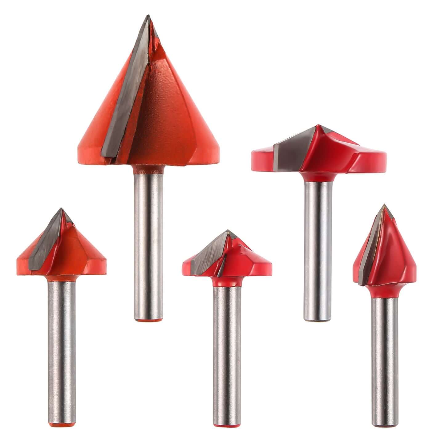 VG05A, 6mm Shank, V-Groove 60° 90° 120° 150°V, 5-PCS Router Bits Set ...