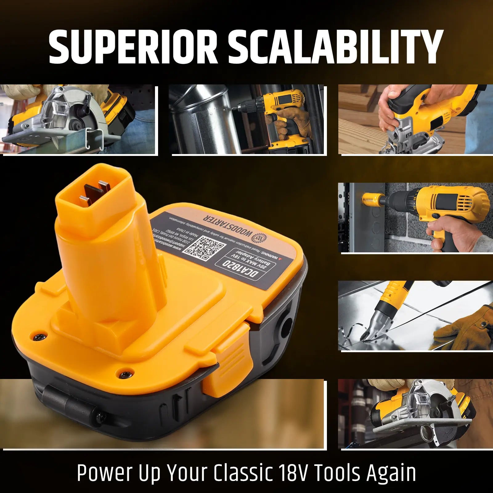 DCA1820 Battery Adapter for Dewalt 18V Power Tools, Compatible